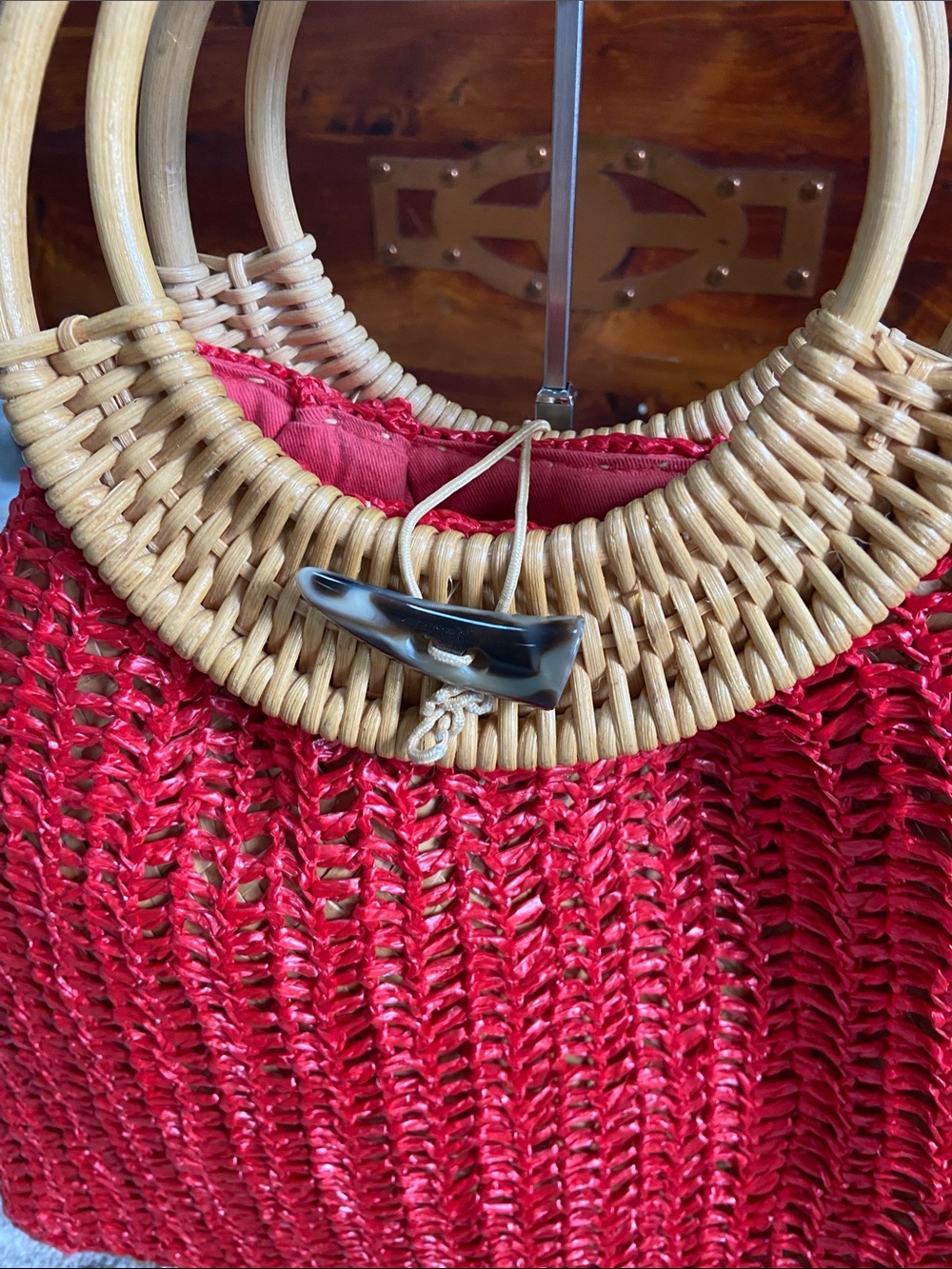 Coldwater Creek Red Rattan Tote - Picture 7 of 8